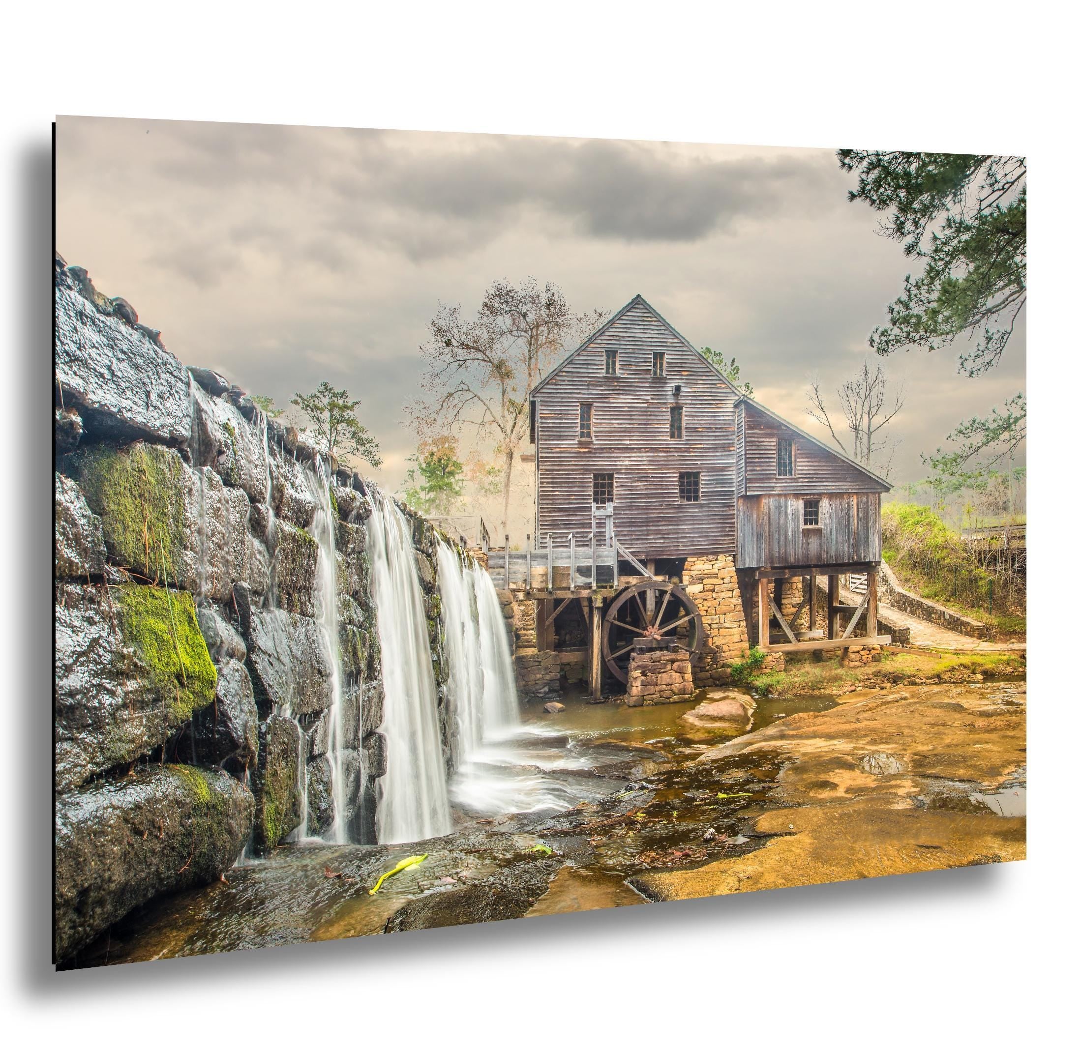 Historic Yates Mill Print – North Carolina Millpond Reflection | Vintage Watermill Decor
