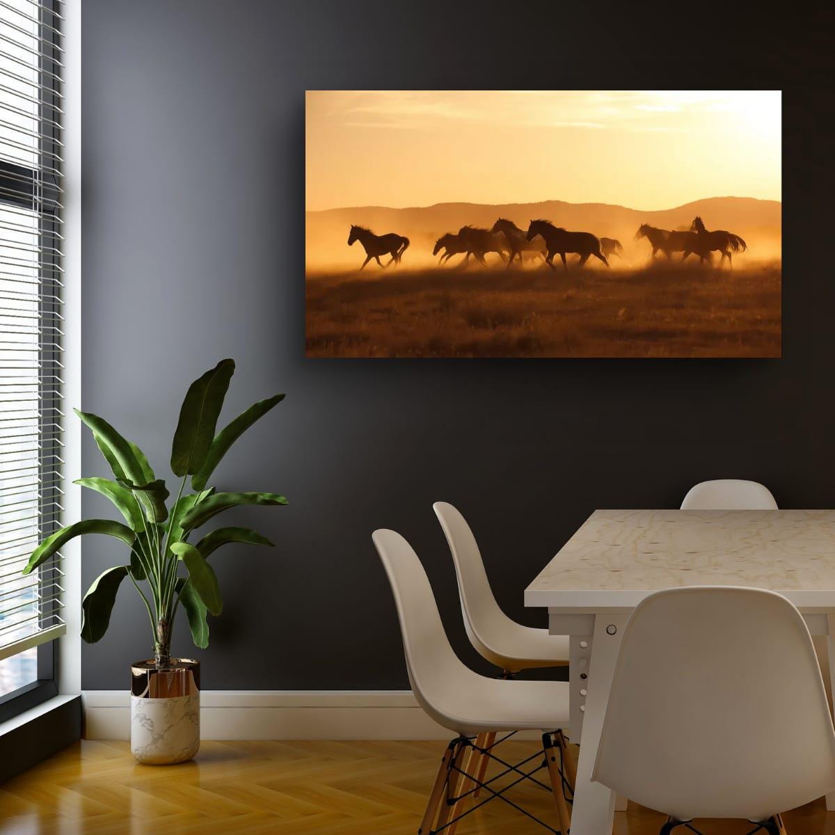 Wild Horses Art Print – Rustic Western Wall Art With Sunset Horse Scene