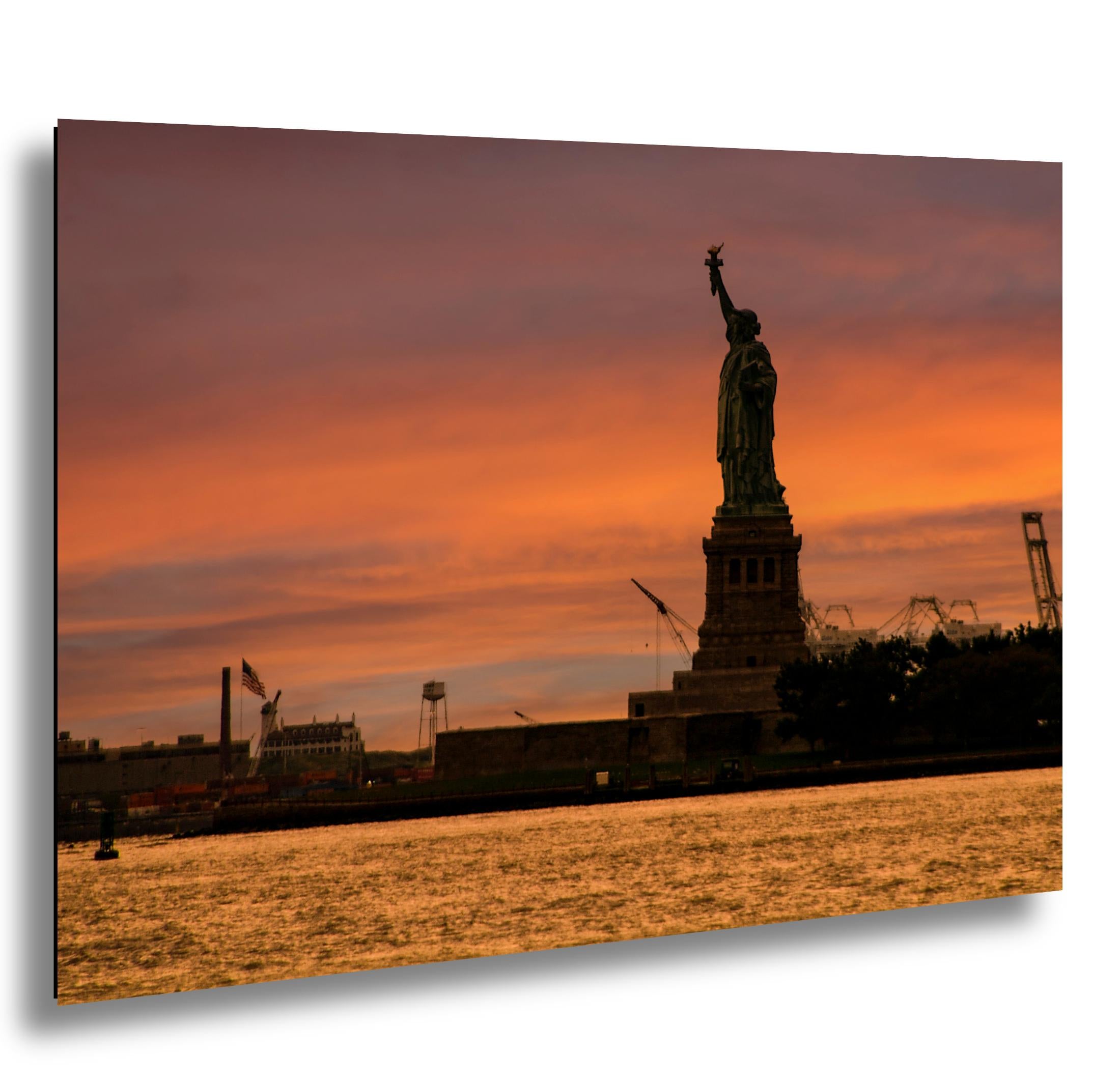 Statue of Liberty Print – NYC Skyline Art With Vibrant Sunset Cityscape