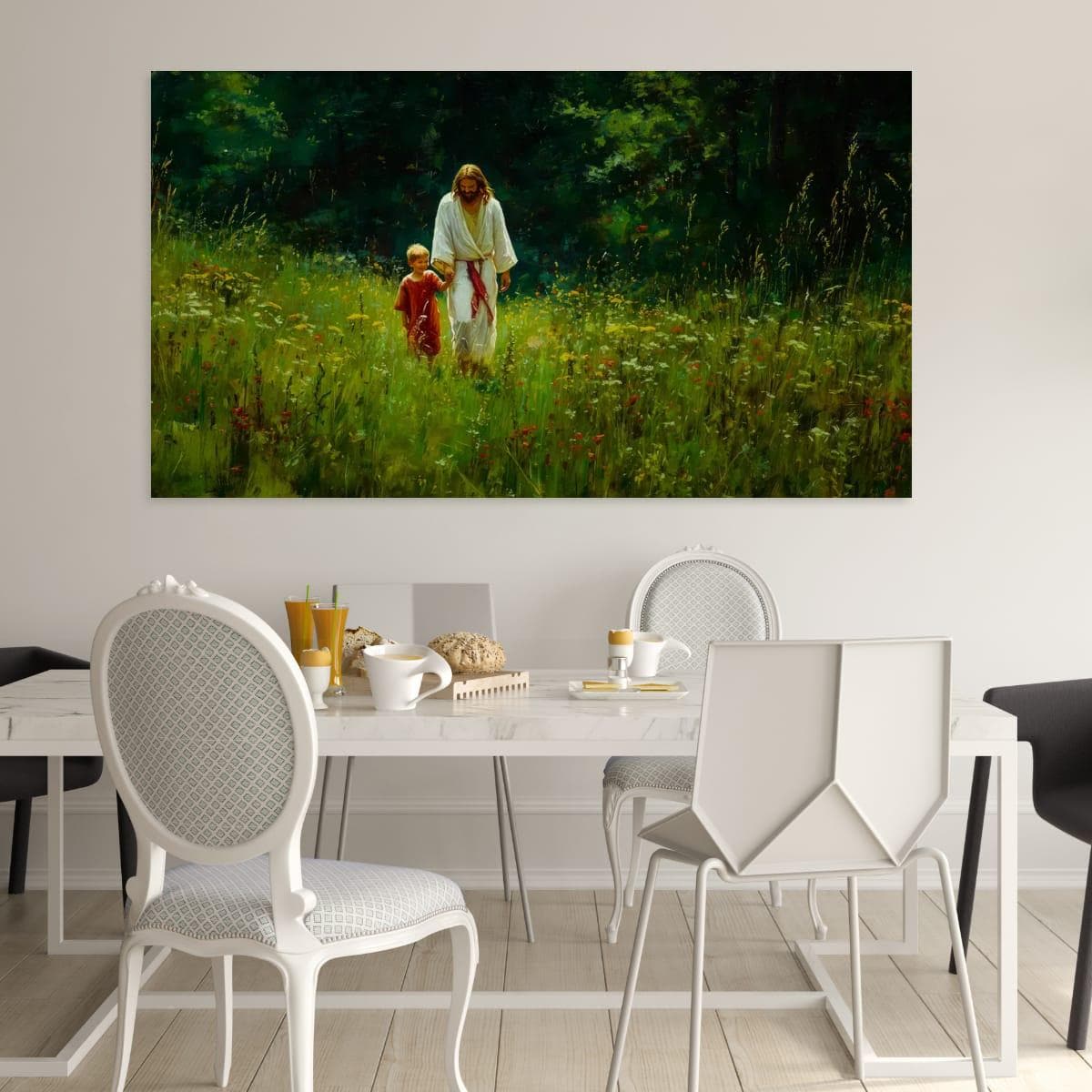 Christian Religious Art – Jesus and Child Painting | Blessed Children Wall Decor